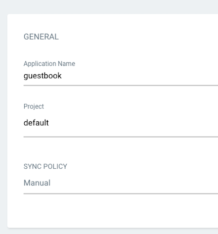 ArgoCD Application details — Panel showing Application name, project, Sync Policy, and more